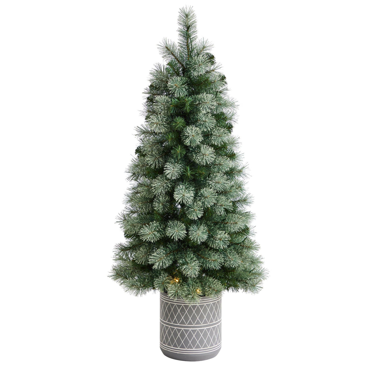 4.5’ Nova Scotia Artificial Christmas Tree in Engraved Geometric Stone Planter-Christmas Tree-Parc Decor