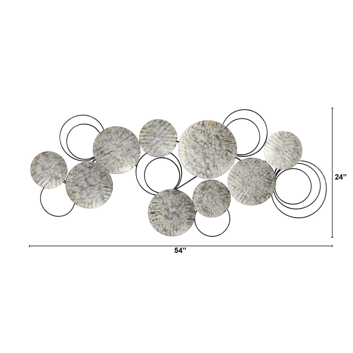 4.5’ x 2’ Galvanized Embossed Metal Discs Wall Art Decor-Parc Decor