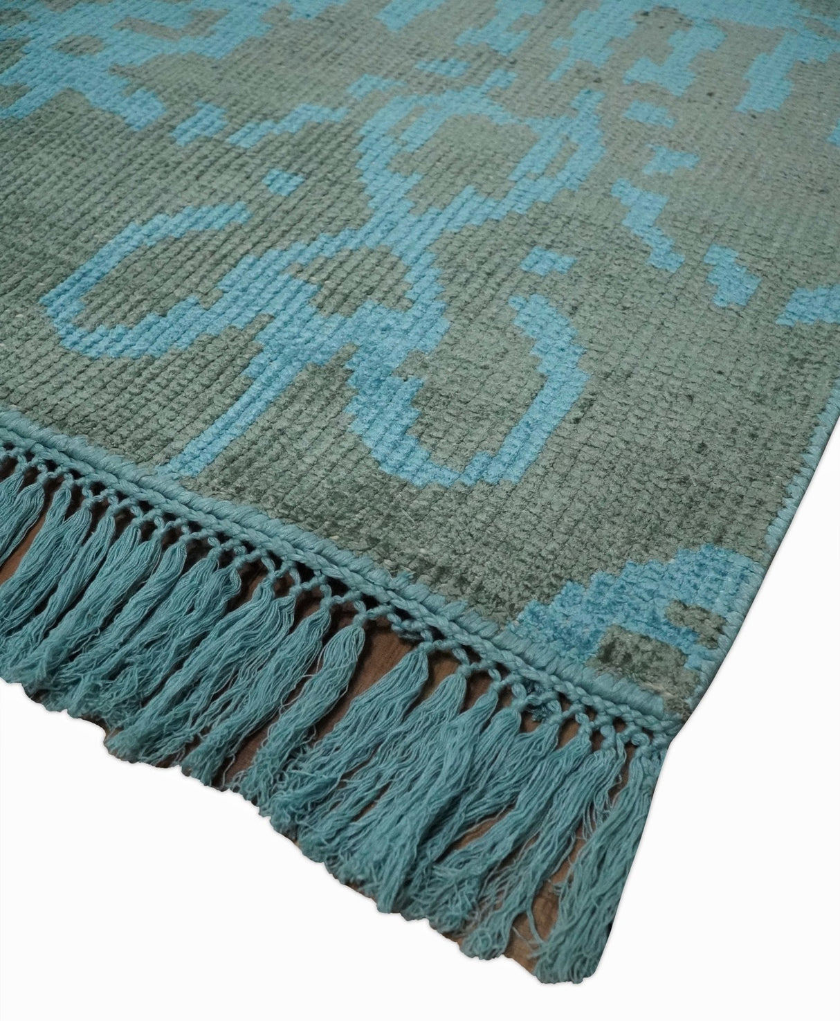 4.5x6.5 Hand Knotted Blue and Brown Modern Persian Style Art Silk Area Rug