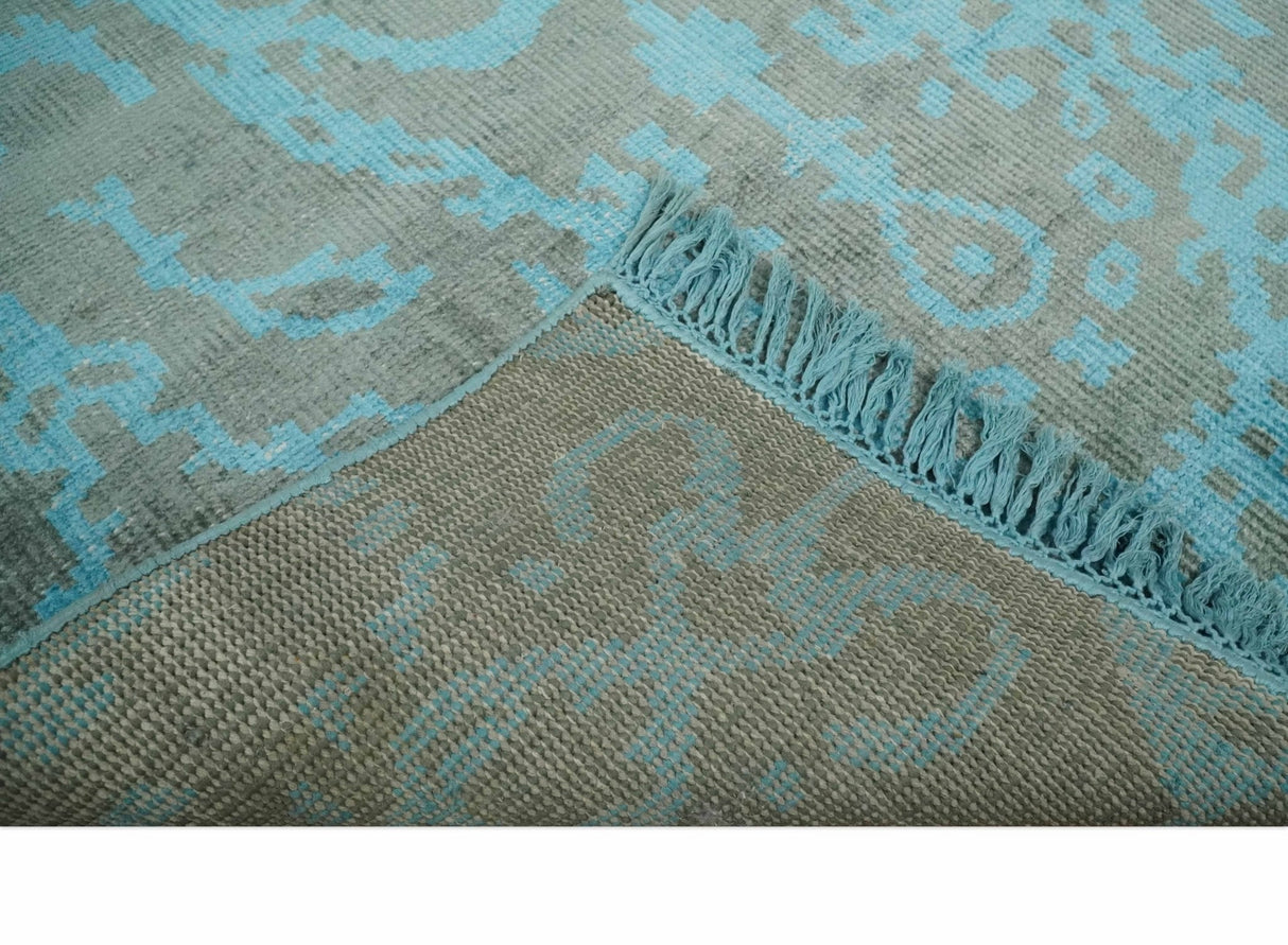 4.5x6.5 Hand Knotted Blue and Brown Modern Persian Style Art Silk Area Rug