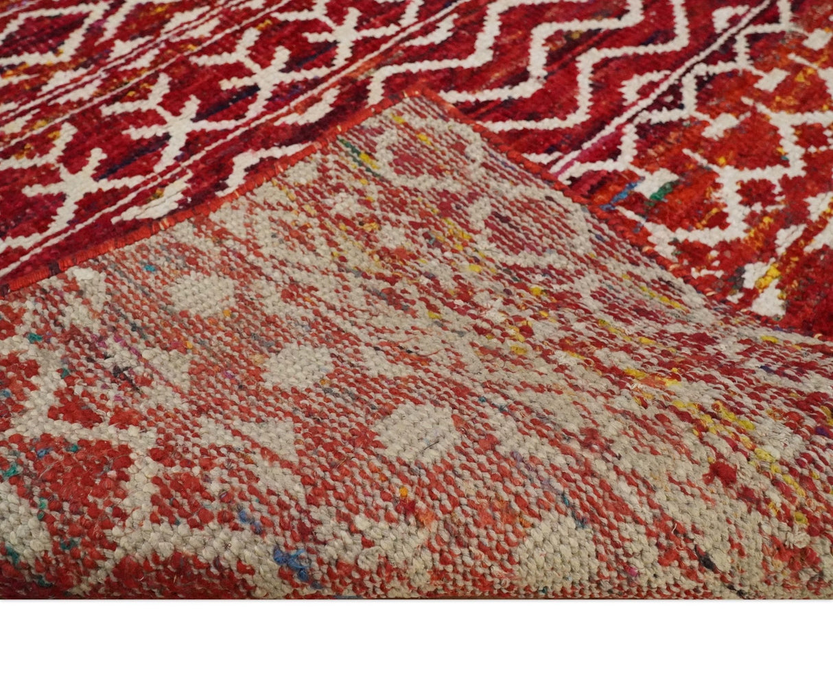 4x6 Hand Knotted Rust and Ivory Modern Contemporary Southwestern Tribal Trellis Recycled Silk Area Rug