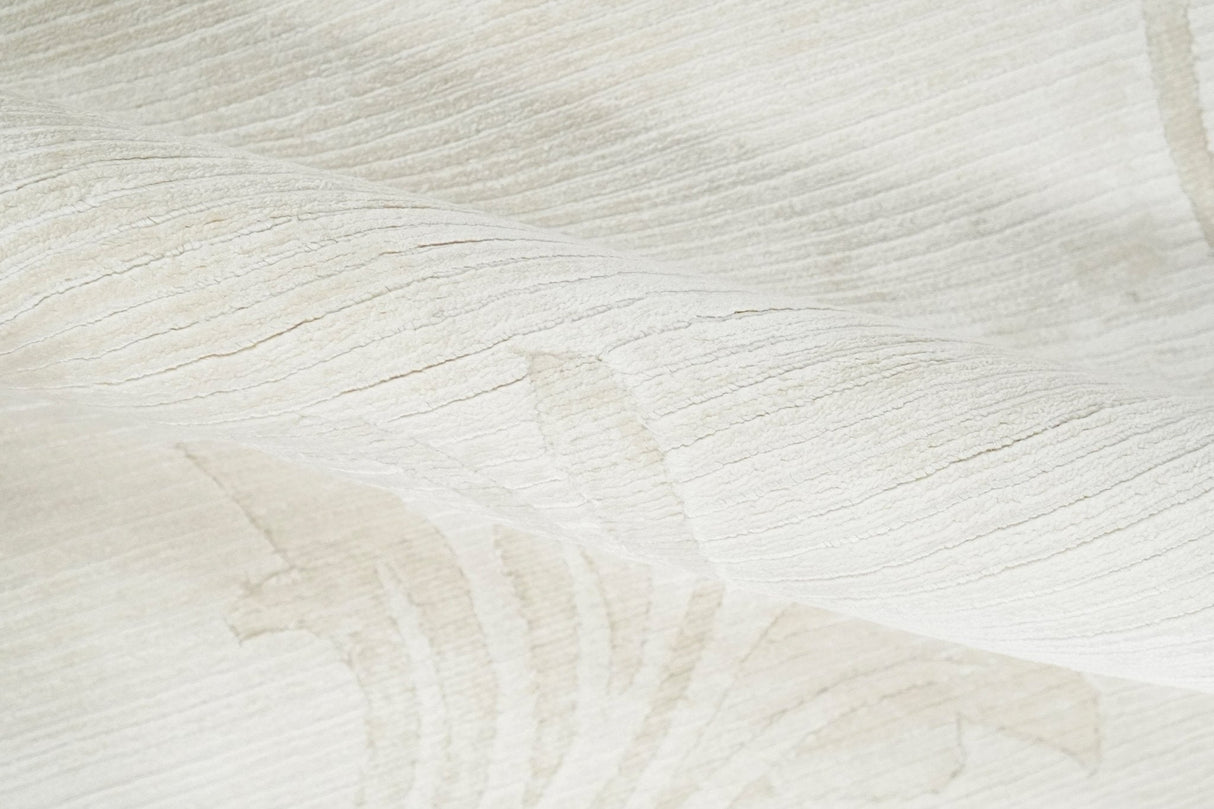 4x6 Hand Woven and Carved Silver and Ivory Floral Art Silk Rug | KNT5-Area Rug-Parc Decor