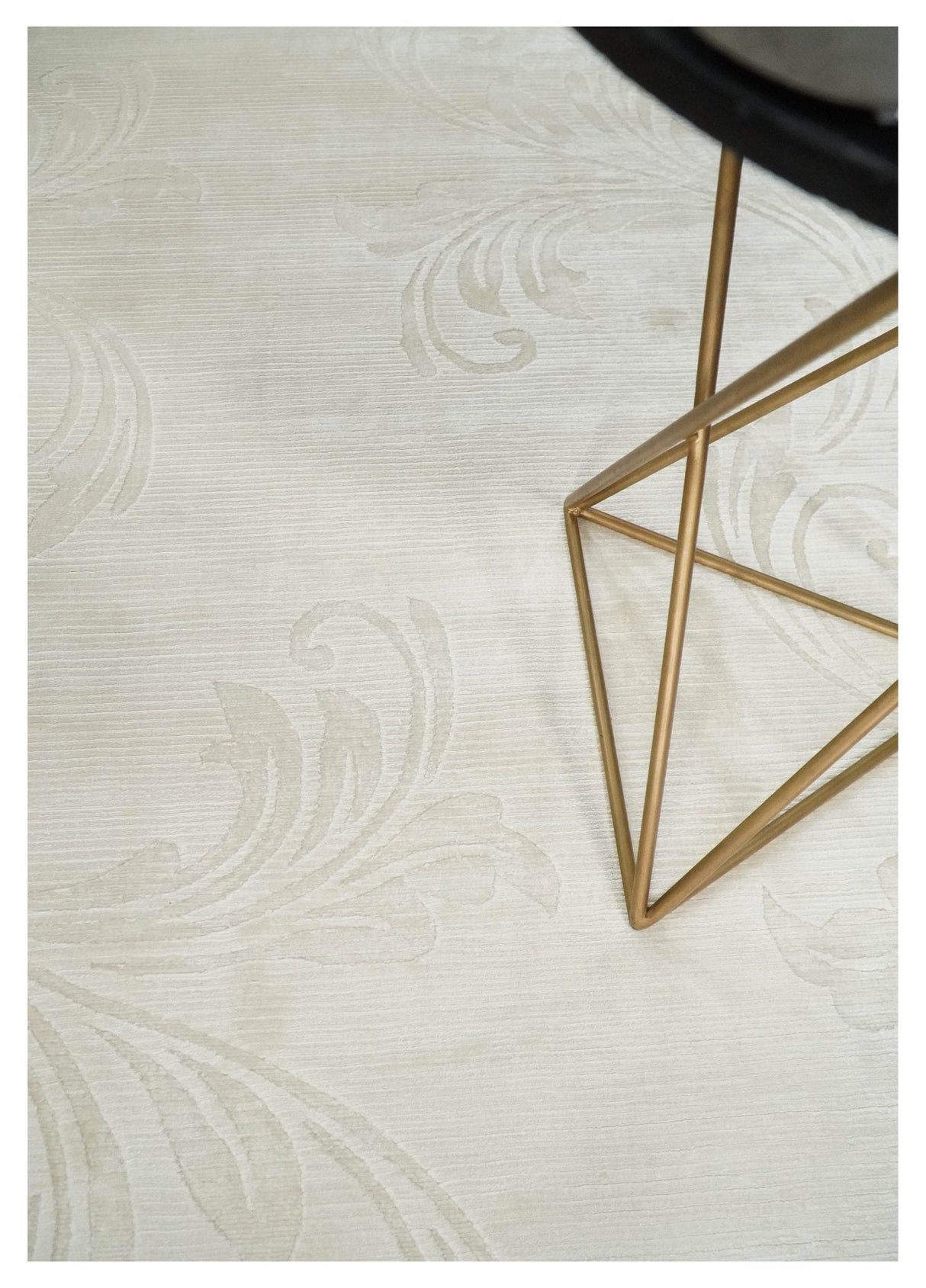 4x6 Hand Woven and Carved Silver and Ivory Floral Art Silk Rug | KNT5-Area Rug-Parc Decor