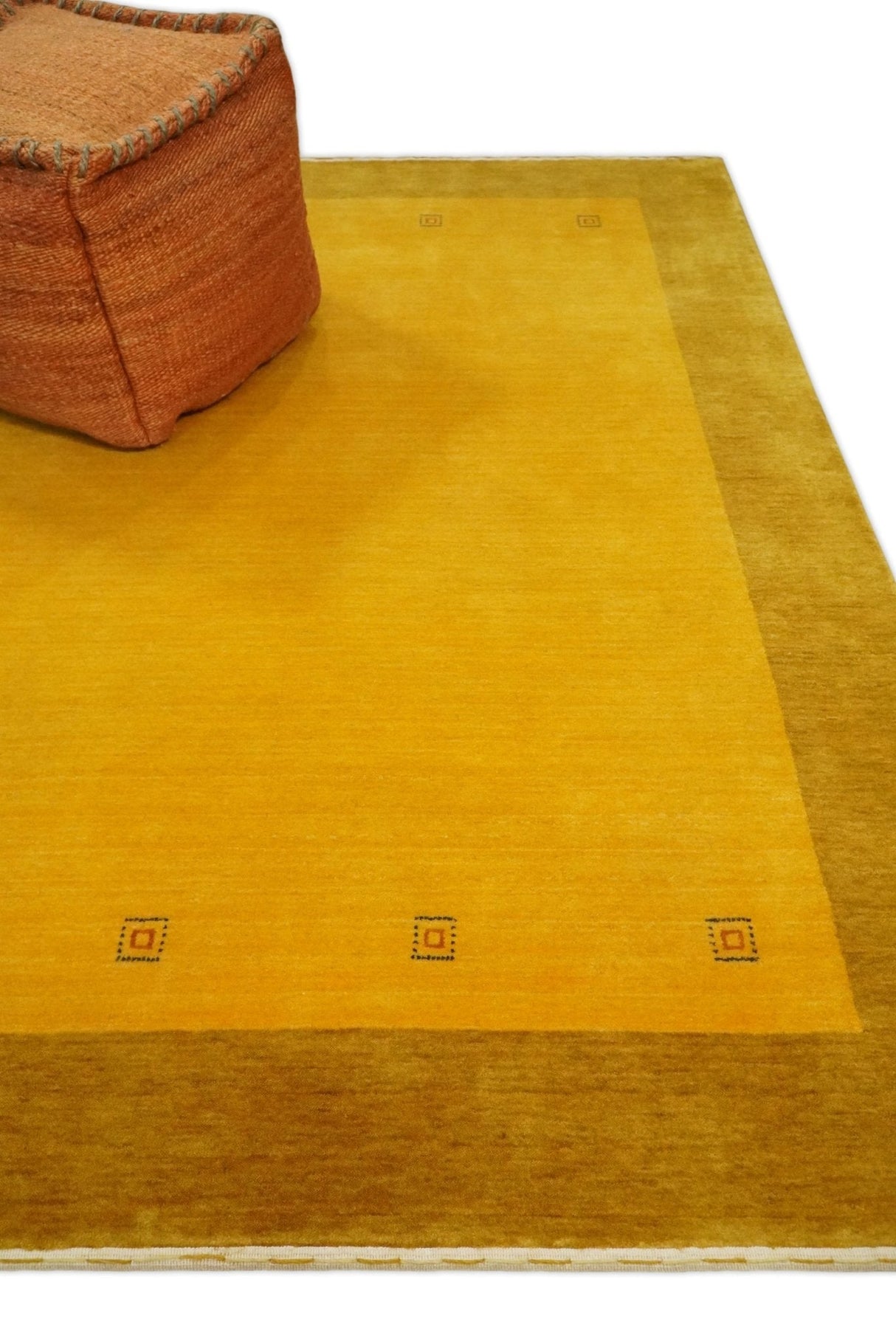 4x6 Small Gold Natural Farmhouse Wool Hand Woven Southwestern Gabbeh Rug