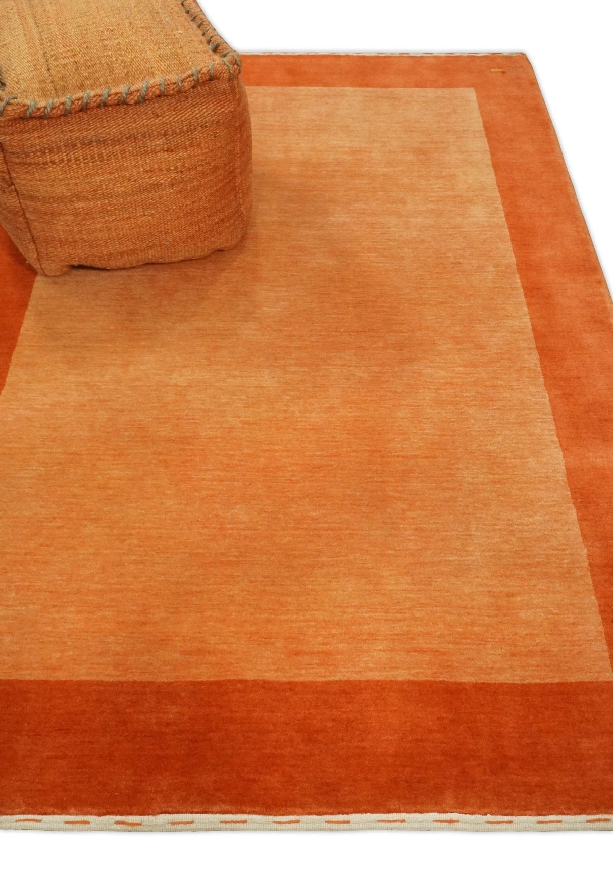 4x6 Small Rust and Peach Farmhouse Wool Hand Woven Southwestern Gabbeh Rug