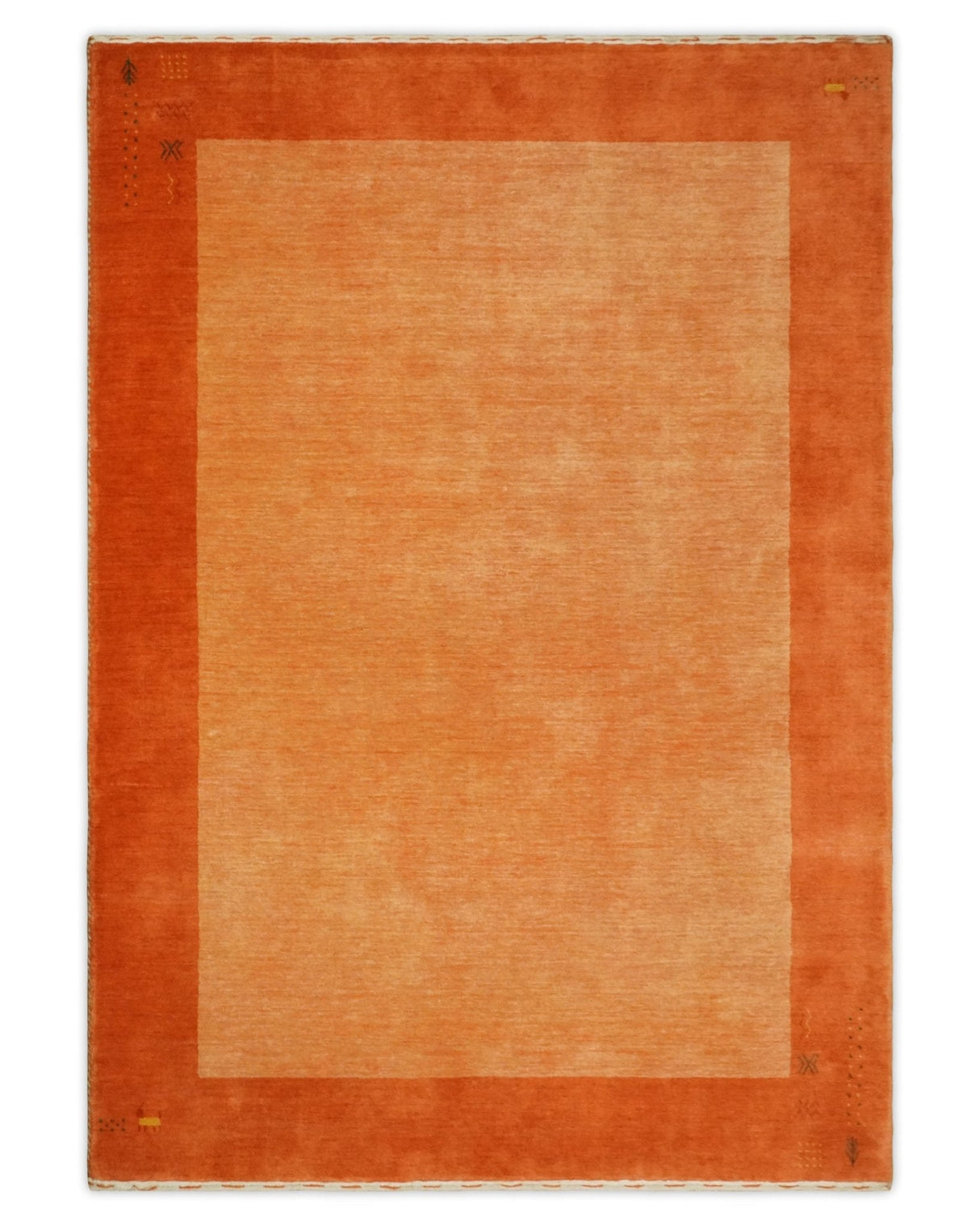 4x6 Small Rust and Peach Farmhouse Wool Hand Woven Southwestern Gabbeh Rug