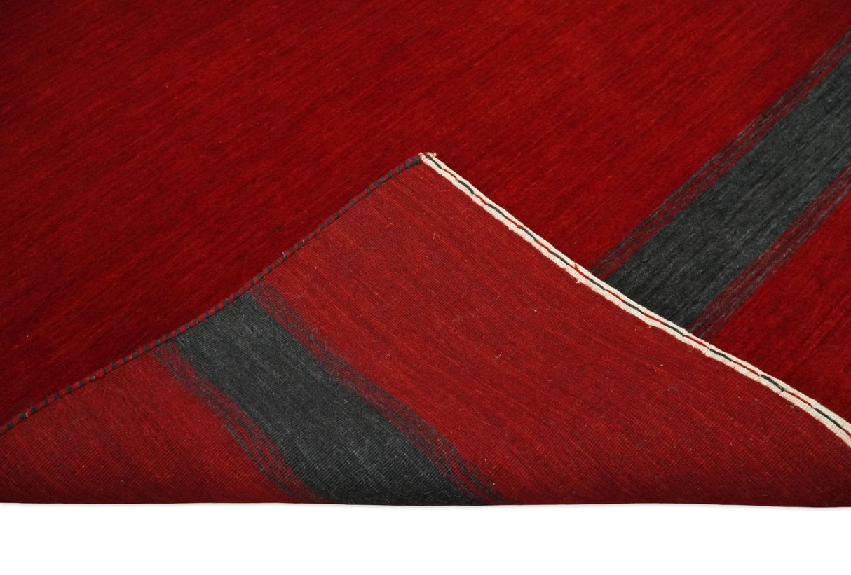 4x6 Small Solid Red Wool Hand Woven Southwestern Gabbeh Rug