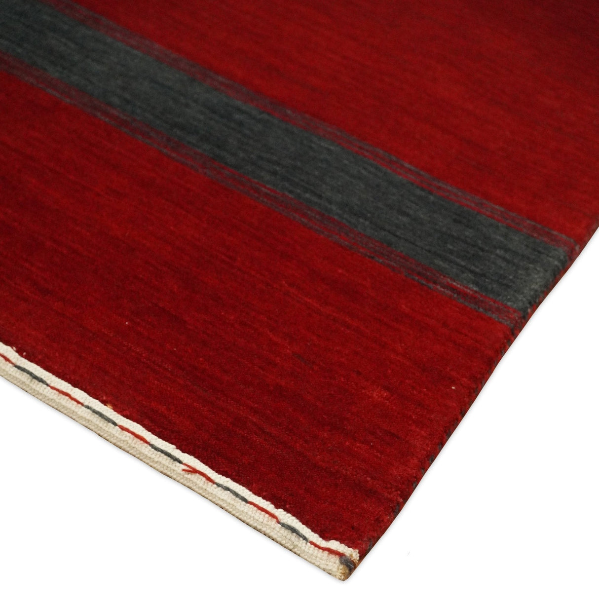 4x6 Small Solid Red Wool Hand Woven Southwestern Gabbeh Rug