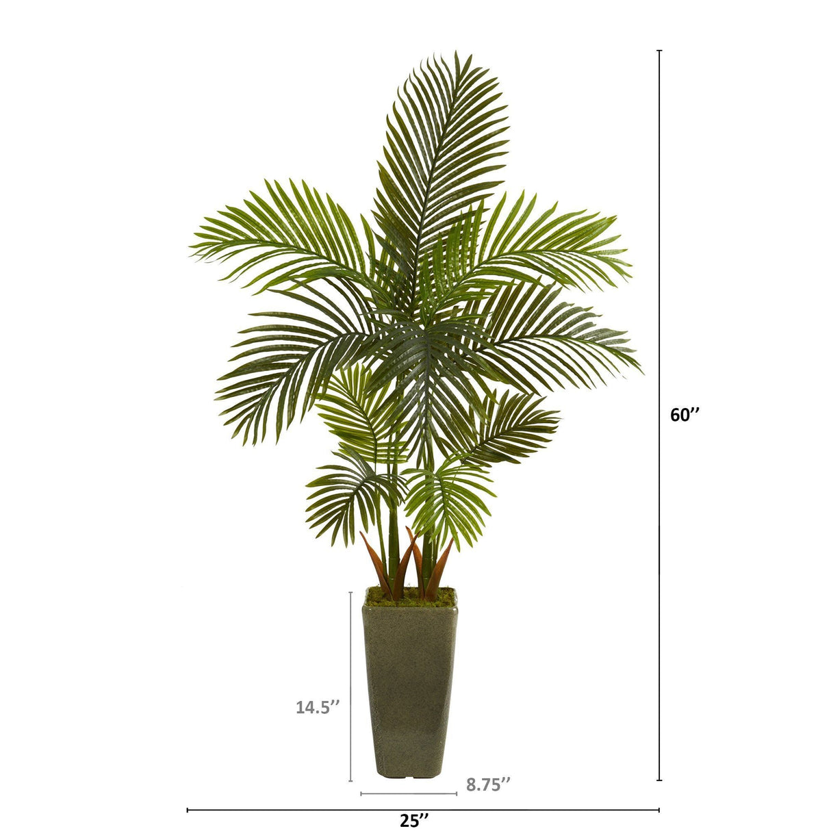 5’ Areca Palm Artificial Tree in Green Planter-Parc Decor