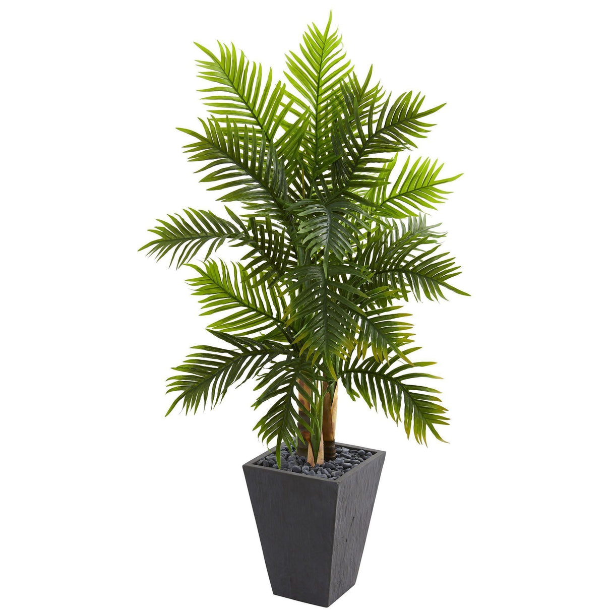 5’ Areca Palm Artificial Tree in Slate Finished Planter (Real Touch)-Parc Decor
