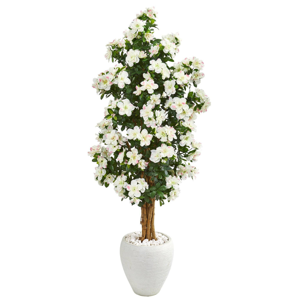 5’ Azalea Artificial Tree in White Planter-Parc Decor