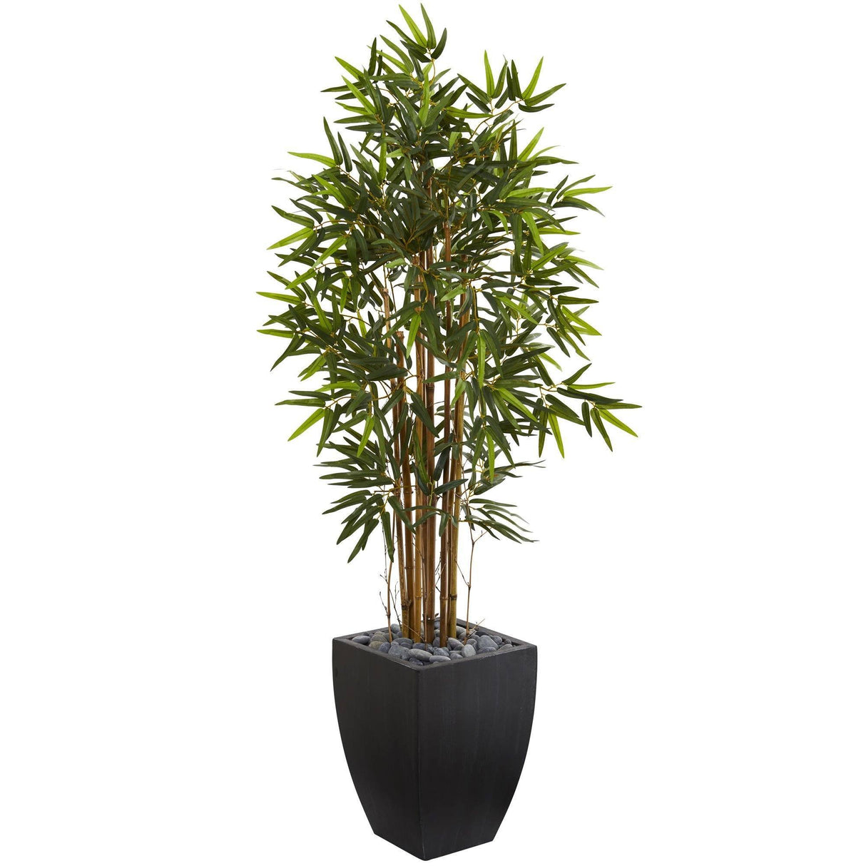 5' Bamboo Artificial Tree in Black Wash Planter-Parc Decor