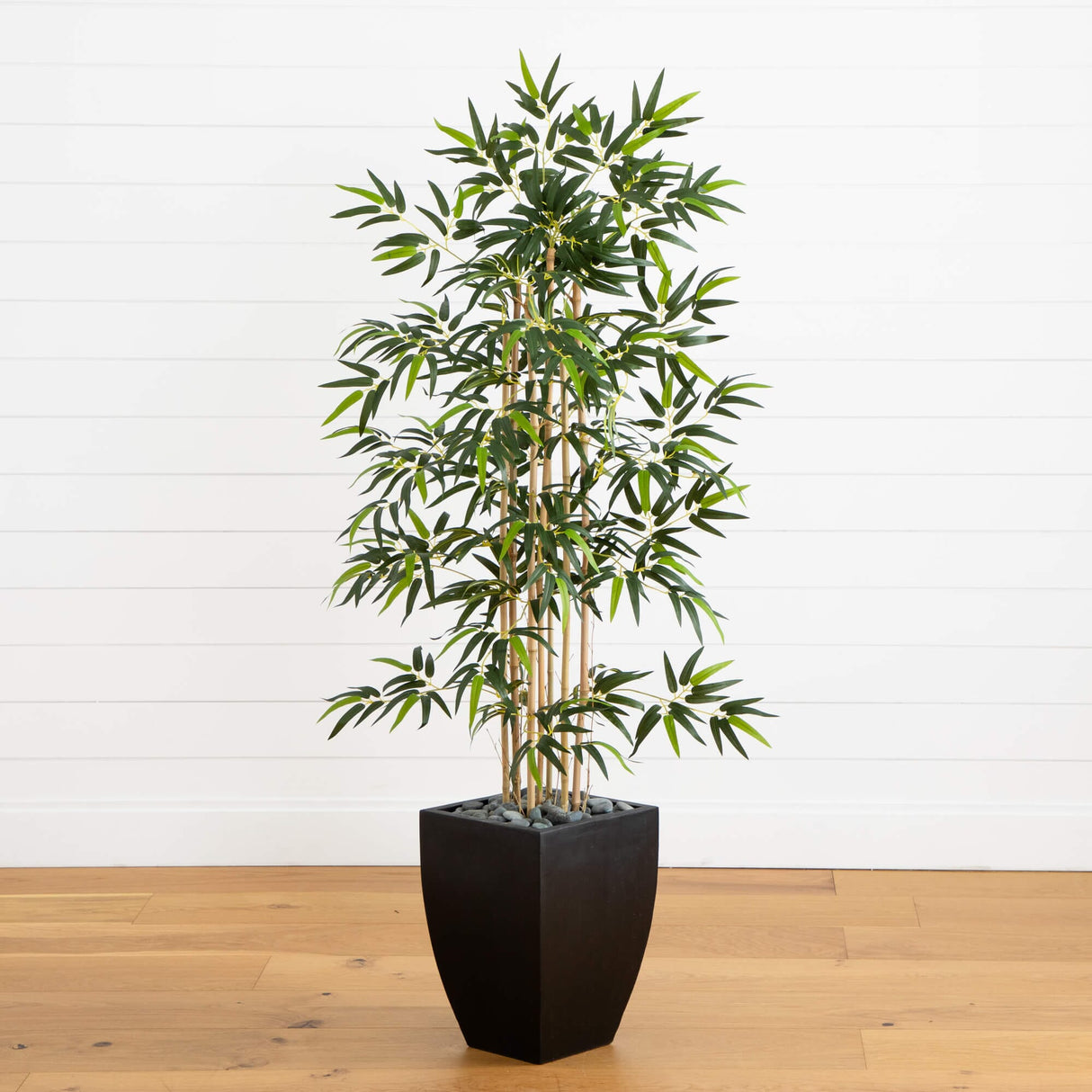 5' Bamboo Artificial Tree in Black Wash Planter-Parc Decor