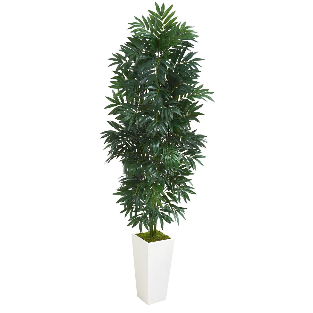 5’ Bamboo Palm Artificial Plant in White Planter-Parc Decor