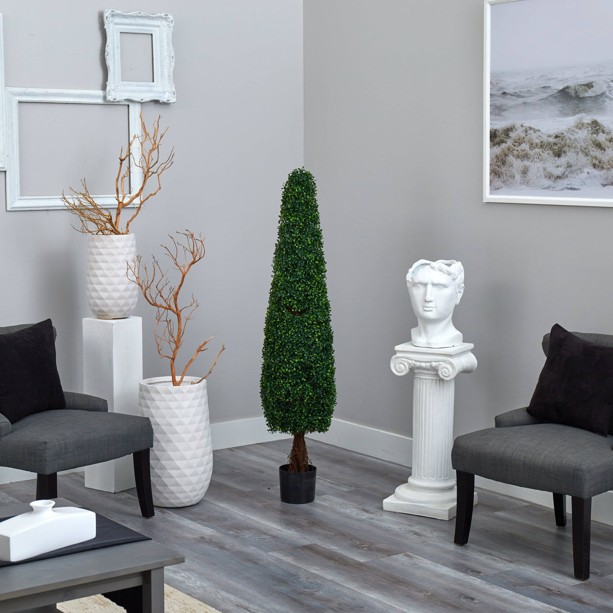 5’ Boxwood Topiary Artificial Tree UV Resistant (Indoor/Outdoor)-Parc Decor