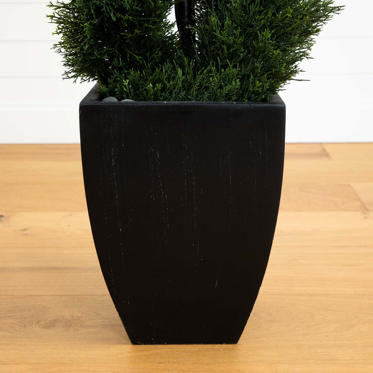 5’ Double Cypress Spiral Topiary Artificial Tree in Black Planter (Indoor/Outdoor)-Parc Decor