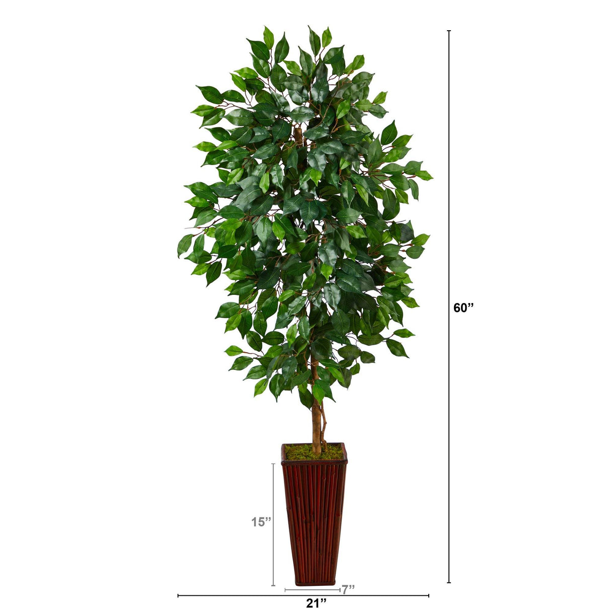 5’ Ficus Artificial Tree in Bamboo Planter-Parc Decor