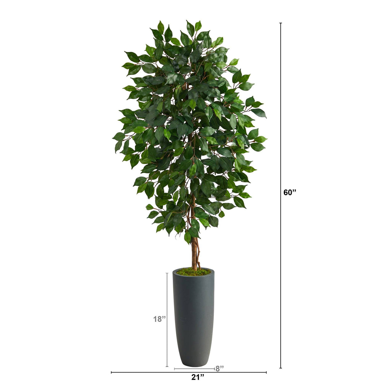 5’ Ficus Artificial Tree in Gray Planter-Parc Decor