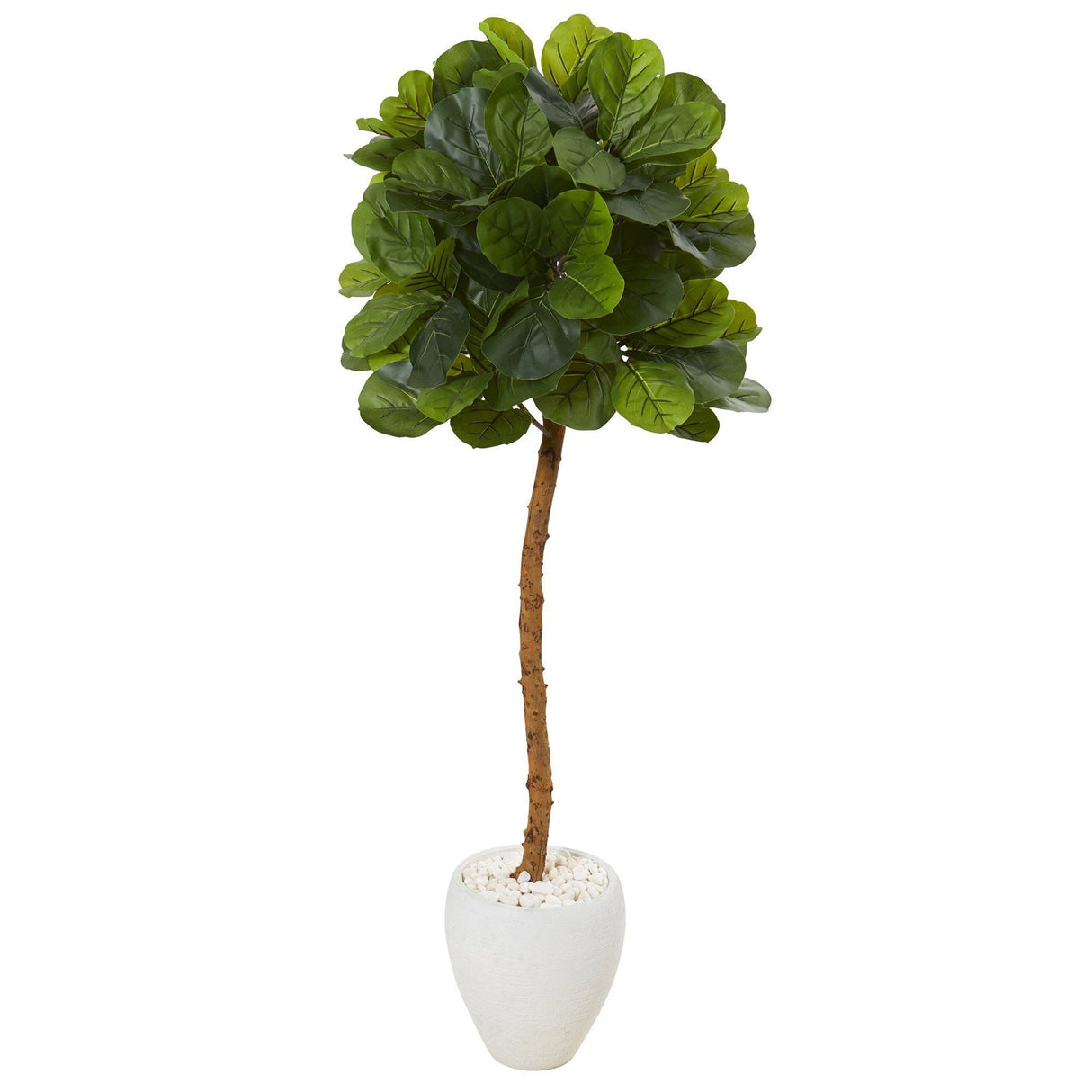 5’ Fiddle Leaf Artificial Tree in White Planter (Real Touch)-Parc Decor
