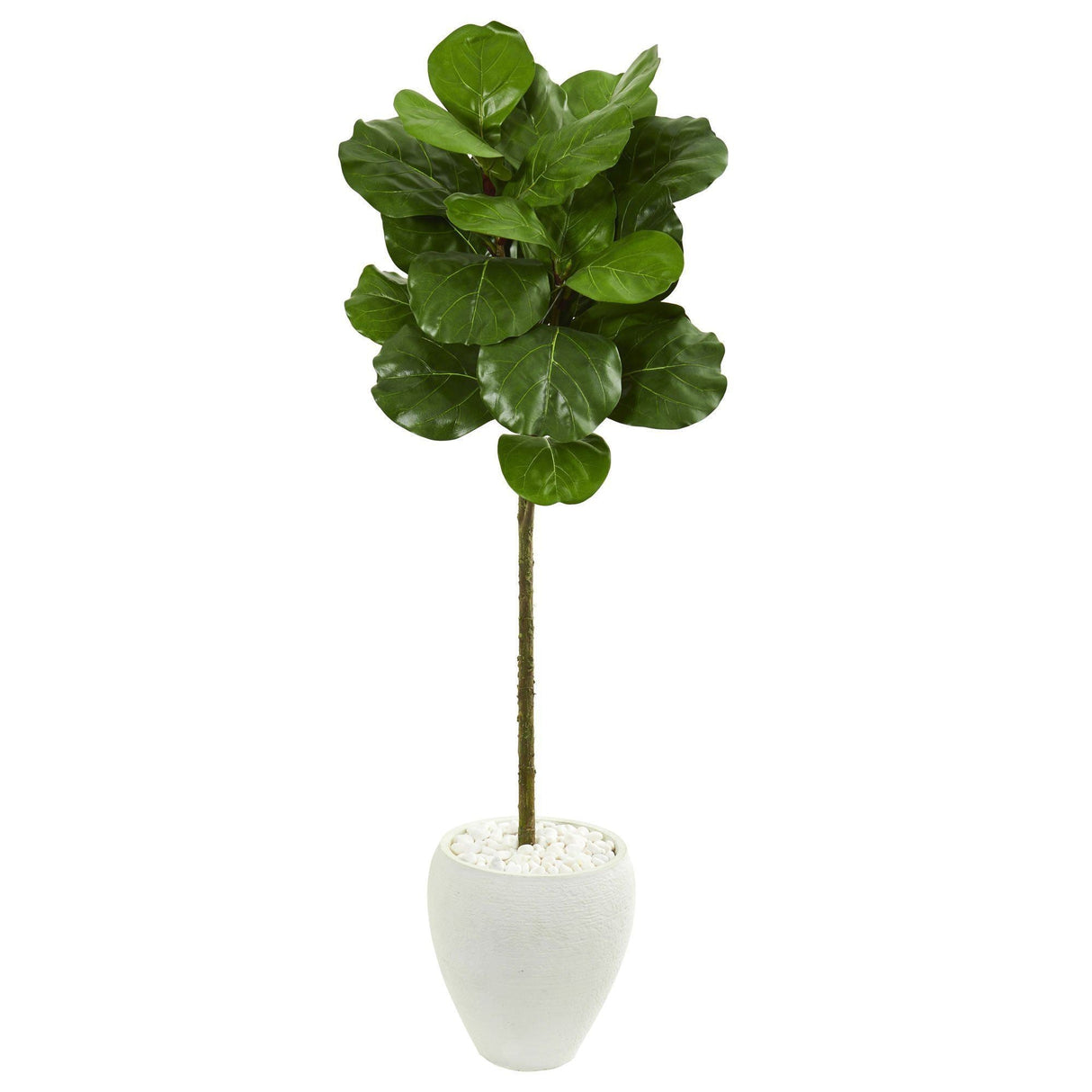 5’ Fiddle Leaf Artificial Tree in White Planter-Parc Decor