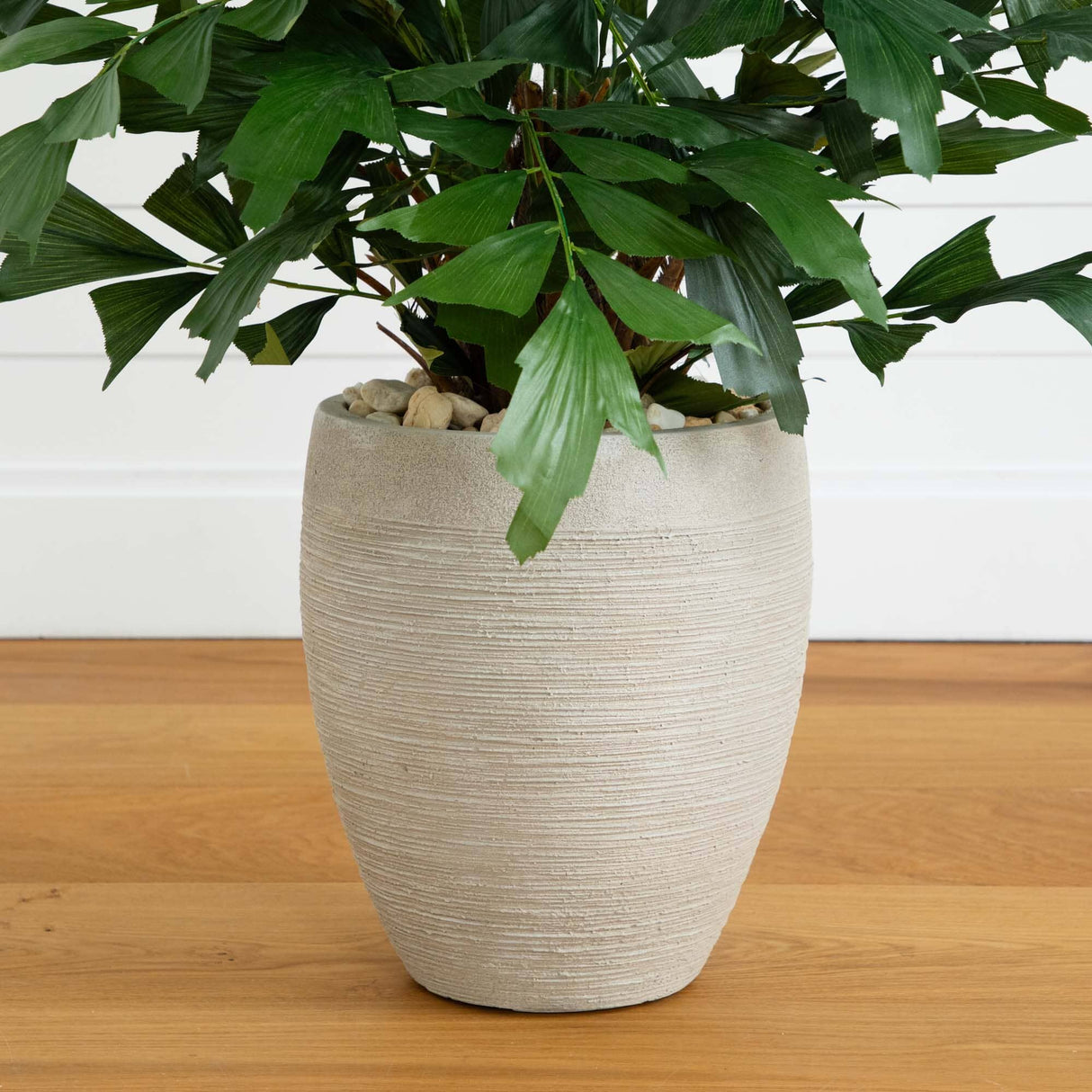5’ Fishtail Palm Artificial Tree in Sand Colored Planter-Parc Decor