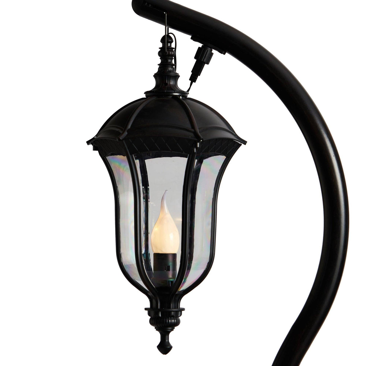 5' Holiday Decorated Lamp Post with Greenery, Berries and 30 LED Lights-Parc Decor