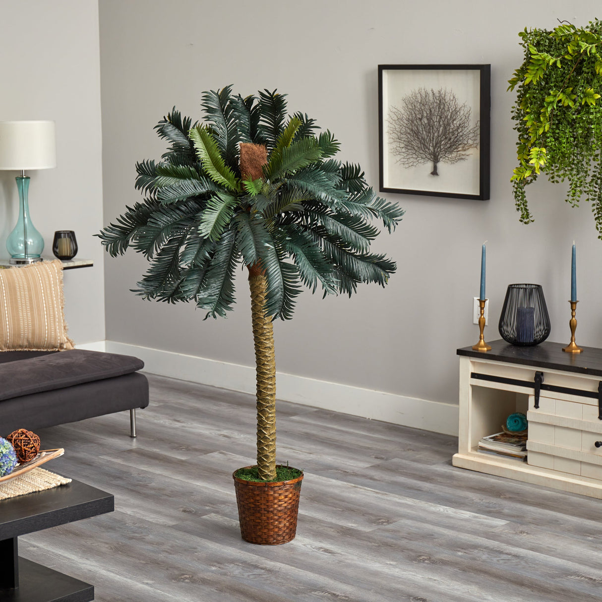 5’ Sago Palm Artificial Tree in Basket-Parc Decor