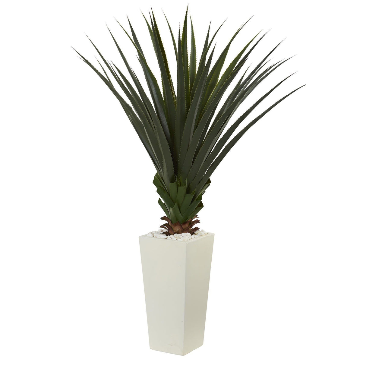 5' Spiky Agave Artificial Plant in White Tower Planter-Parc Decor