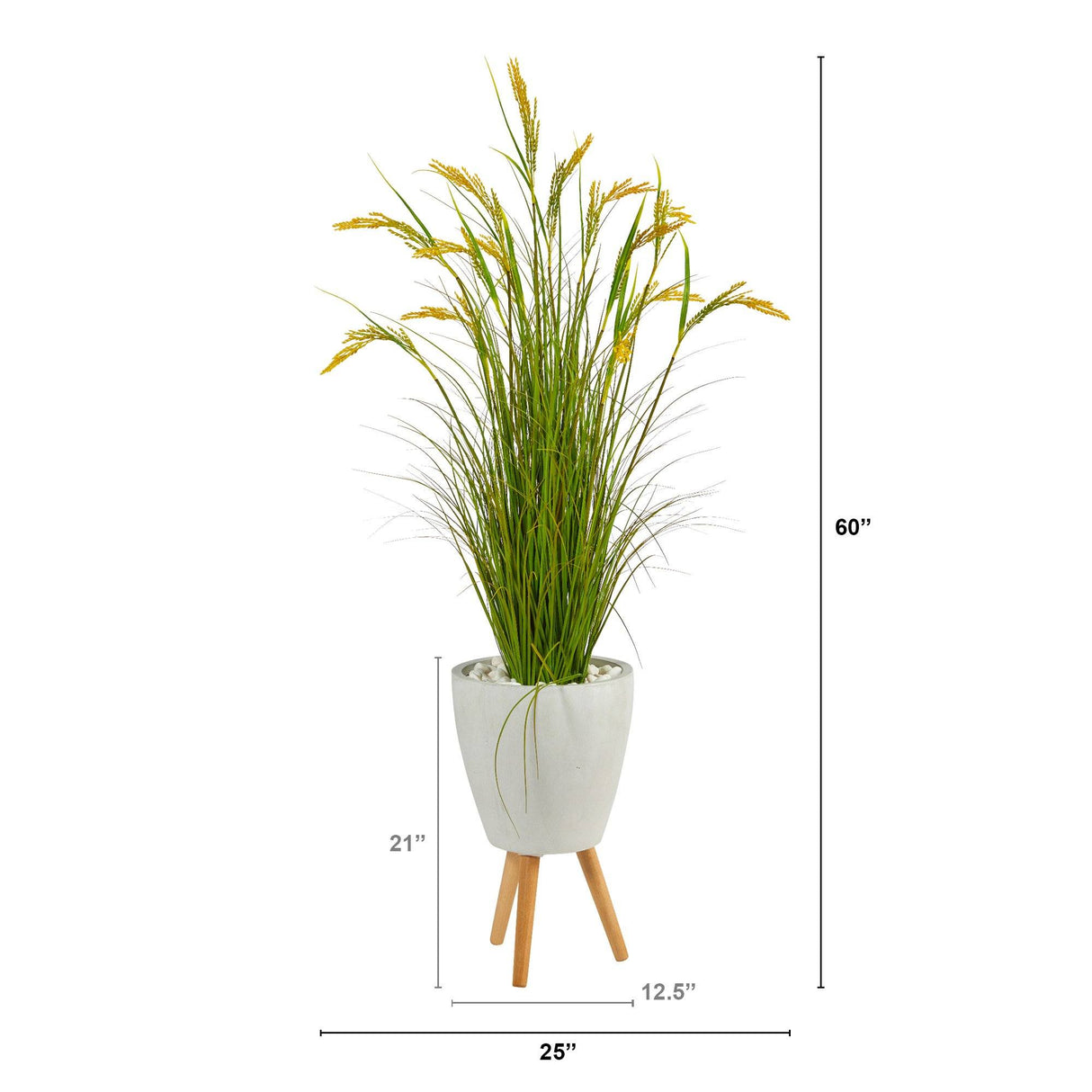 5” Wheat Grain Artificial Plant in White Planter with Legs-Parc Decor
