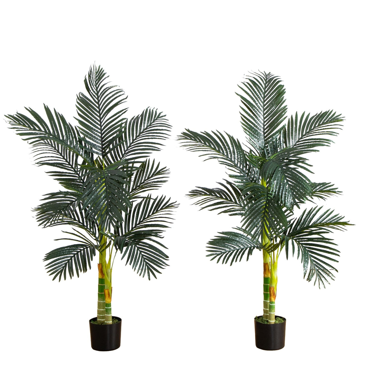 5’ Artificial Double Stalk Golden Cane Palm Tree- Set of 2-Tree-Parc Decor