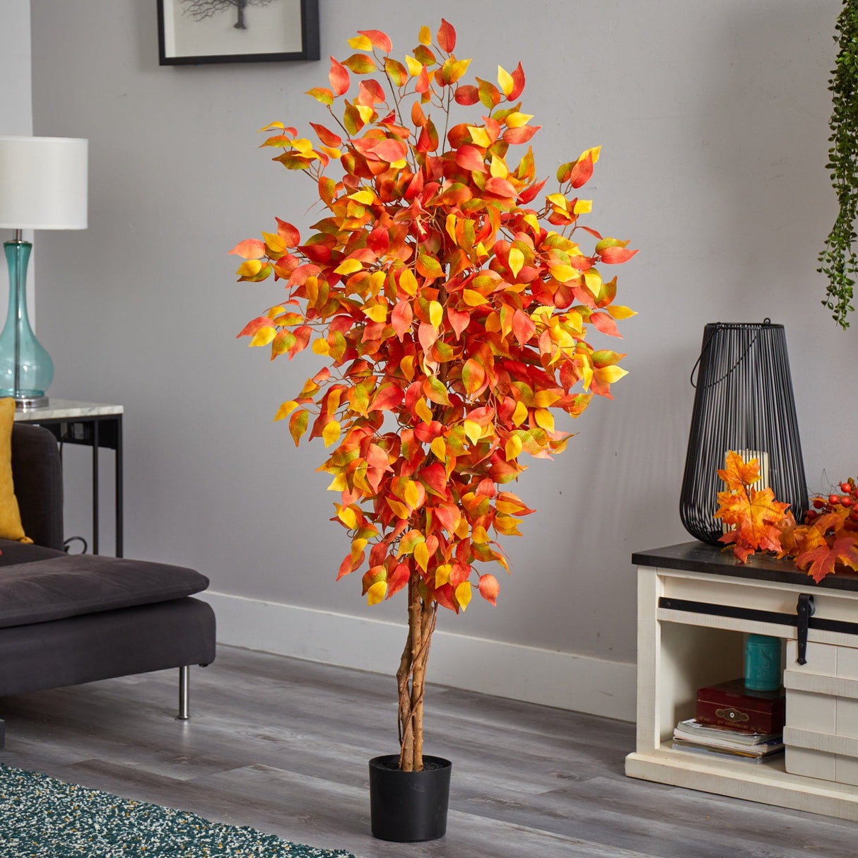 5’ Autumn Ficus Artificial Fall Tree-Tree-Parc Decor