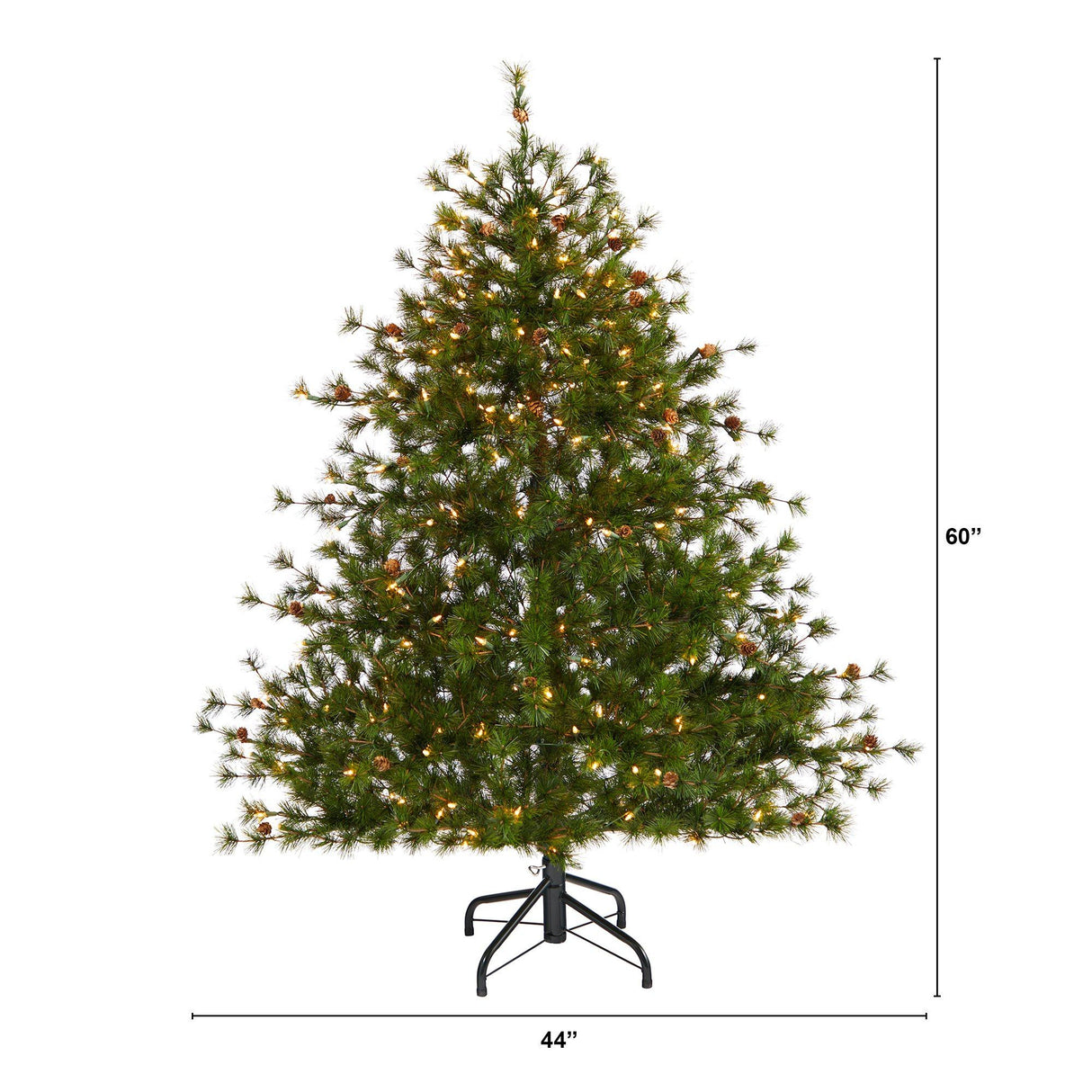 5’ Colorado Mountain Pine Artificial Christmas Tree with 250 Lights, 669 Branches and Pine Cones-Christmas Tree-Parc Decor