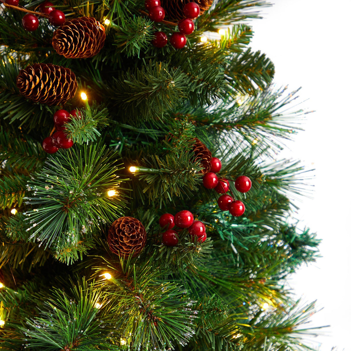 5’ Flat Back Montreal Mountain Artificial Christmas Tree with Pine Cones and Berries-Christmas Tree-Parc Decor