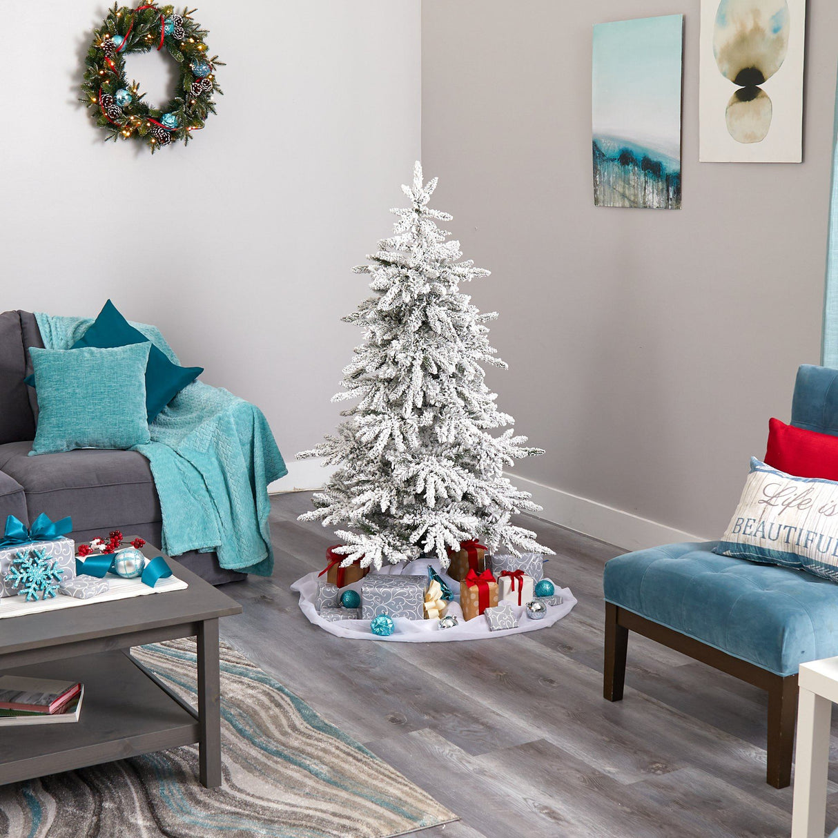 5' Flocked Grand Northern Rocky Fir Artificial Christmas Tree-Christmas Tree-Parc Decor