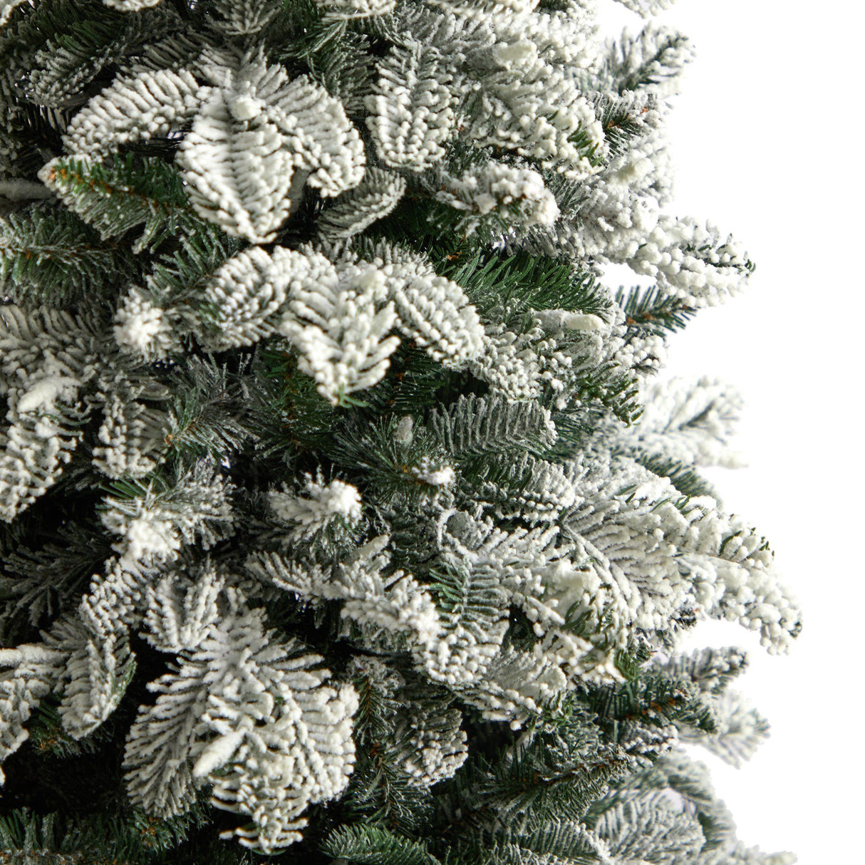 5’ Flocked North Carolina Fir Christmas Tree with 350 Warm White Lights and 1247 Bendable Branches-Christmas Tree-Parc Decor