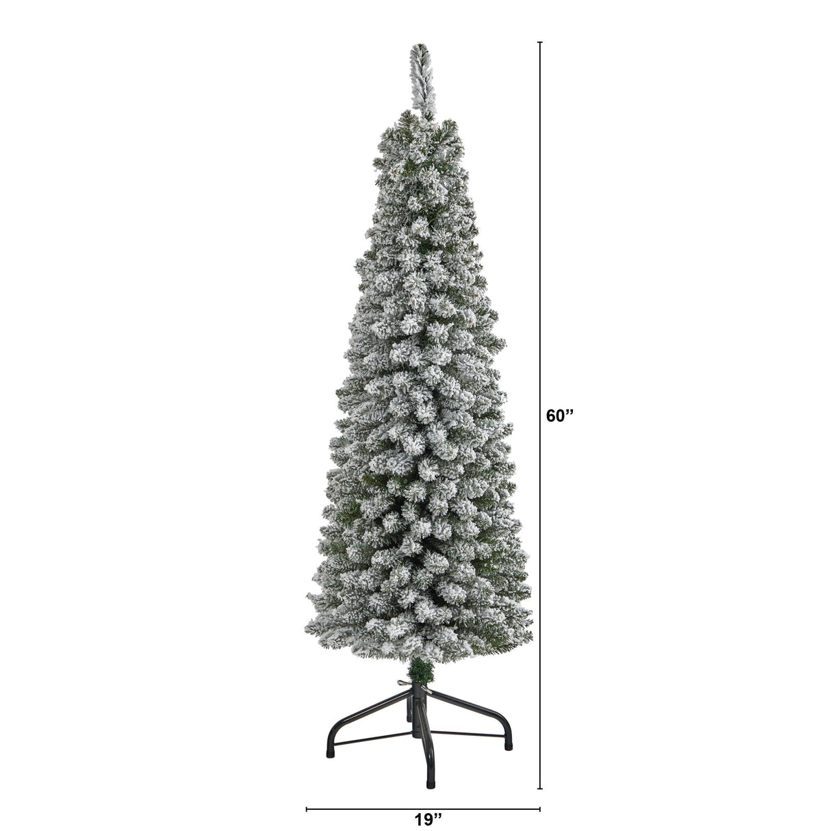 5’ Flocked Pencil Artificial Christmas Tree with 318 Bendable Branches-Christmas Tree-Parc Decor