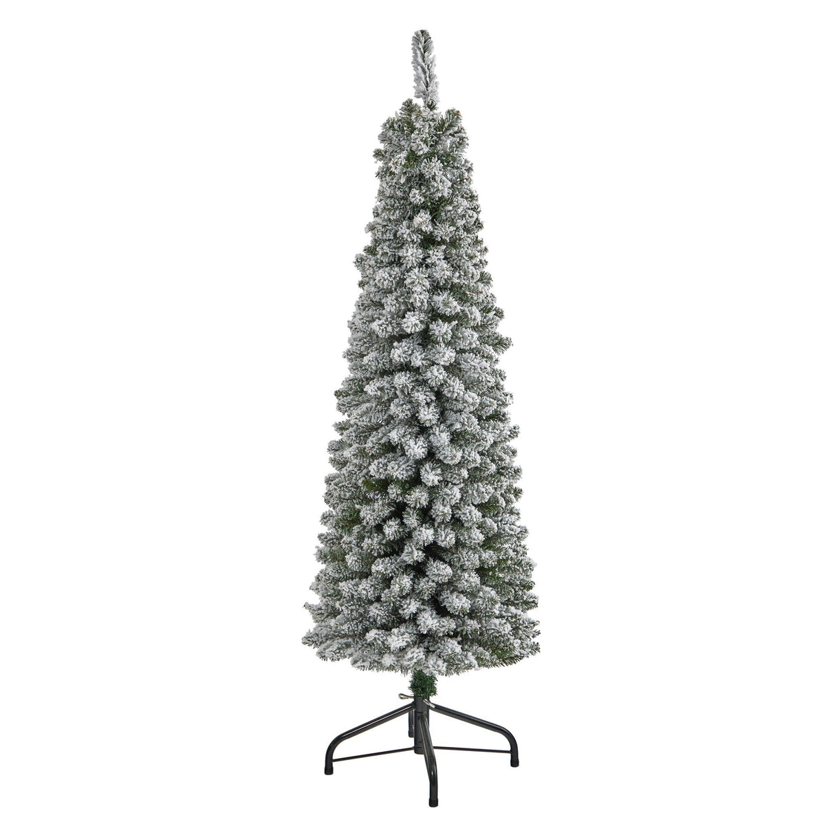 5’ Flocked Pencil Artificial Christmas Tree with 318 Bendable Branches-Christmas Tree-Parc Decor