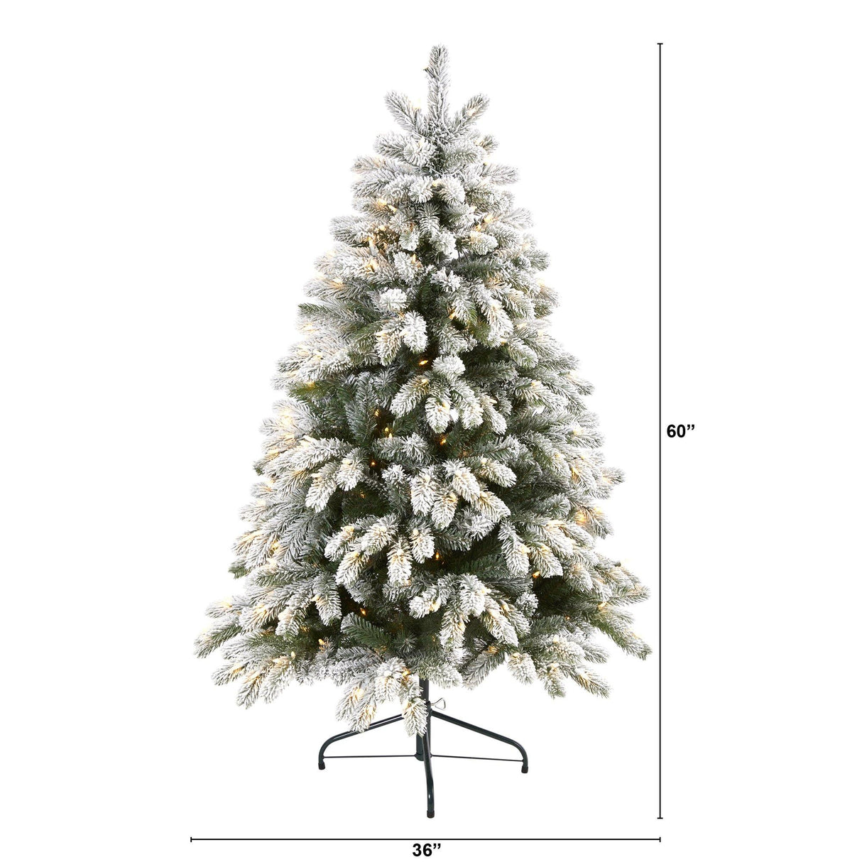 5’ Flocked South Carolina Spruce Artificial Christmas Tree with 300 Clear Lights and 621 Bendable Branches-Christmas Tree-Parc Decor