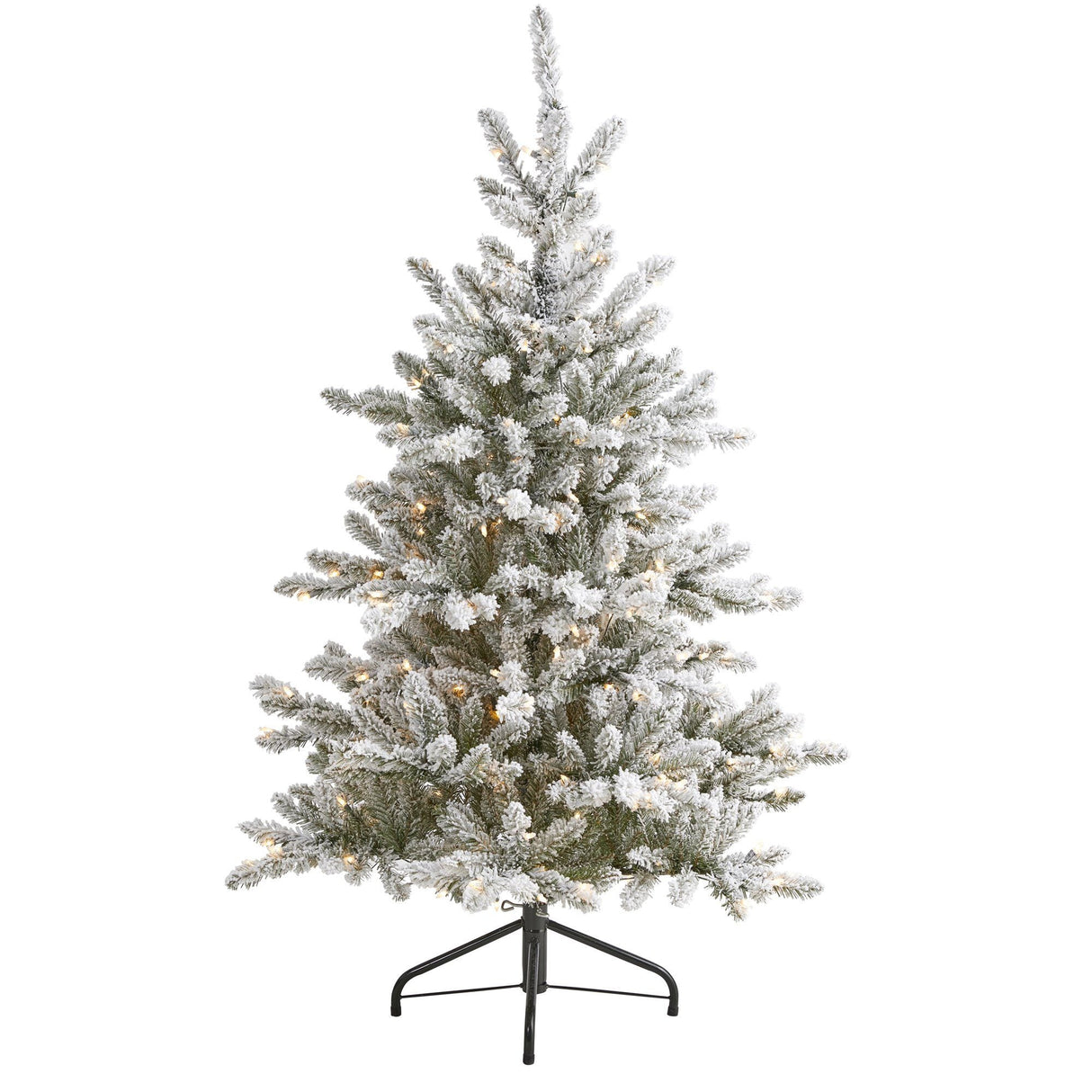 5’ Flocked West Virginia Spruce Artificial Christmas Tree with 200 Clear Lights and 604 Bendable Branches-Christmas Tree-Parc Decor