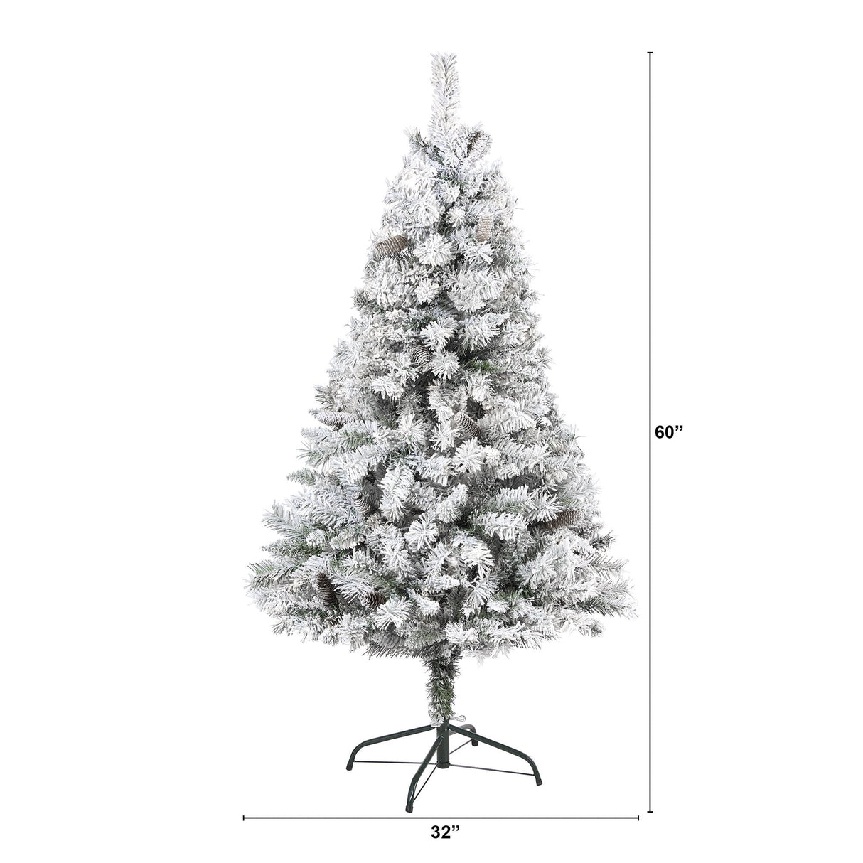 5' Flocked White River Mountain Pine Artificial Christmas Tree with Pinecones-Christmas Tree-Parc Decor