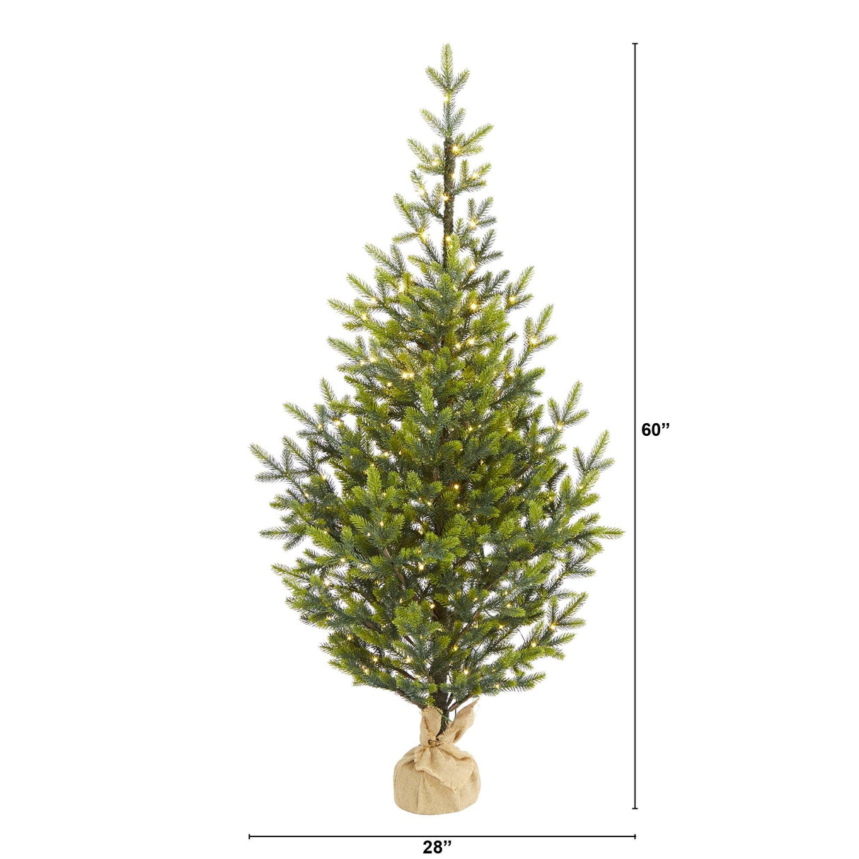 5’ Fraser Fir “Natural Look” Artificial Christmas Tree with 200 Clear LED Lights, a Burlap Base and 853 Bendable Branches-Christmas Tree-Parc Decor