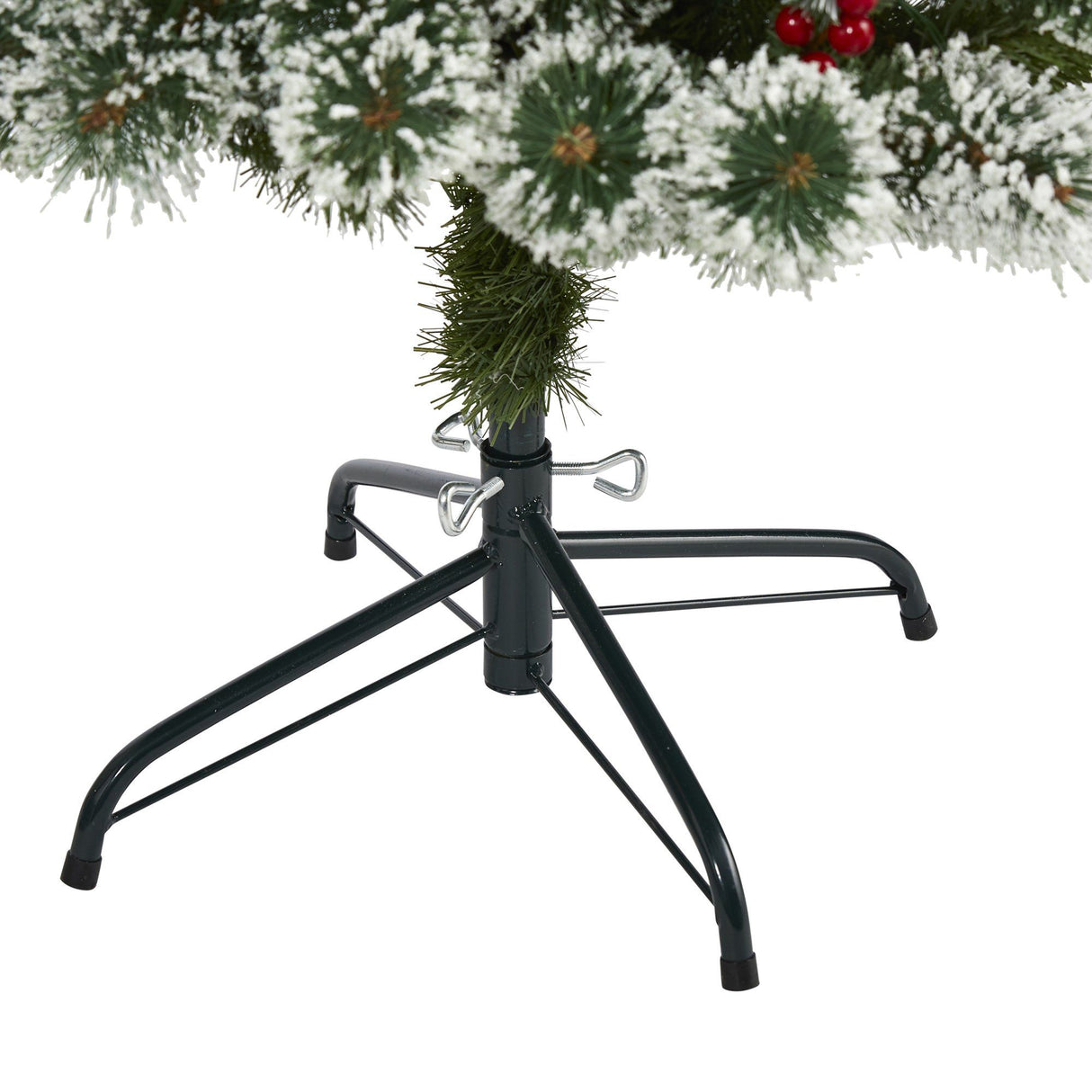 5’ Frosted Swiss Pine Artificial Christmas Tree with 200 Clear LED Lights and Berries-Christmas Tree-Parc Decor