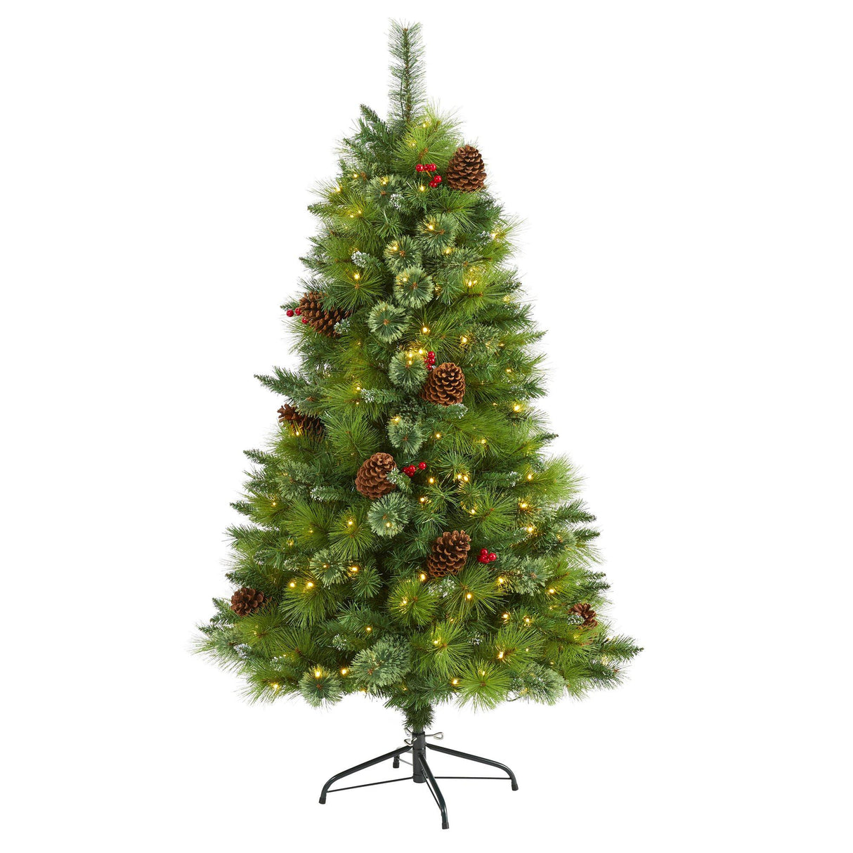 5’ Montana Mixed Pine Artificial Christmas Tree with Pine Cones, Berries and 250 Clear LED Lights-Christmas Tree-Parc Decor