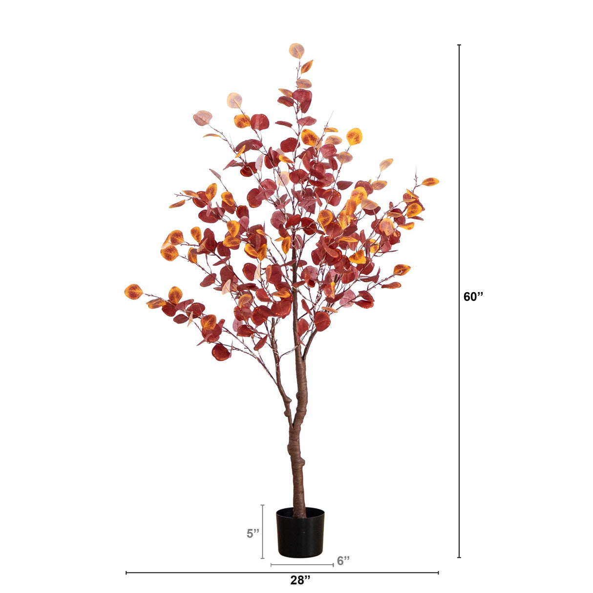 5’ Pre-Lit Autumn Eucalyptus Artificial Fall Tree with 220 Warm White LED Lights-Tree-Parc Decor