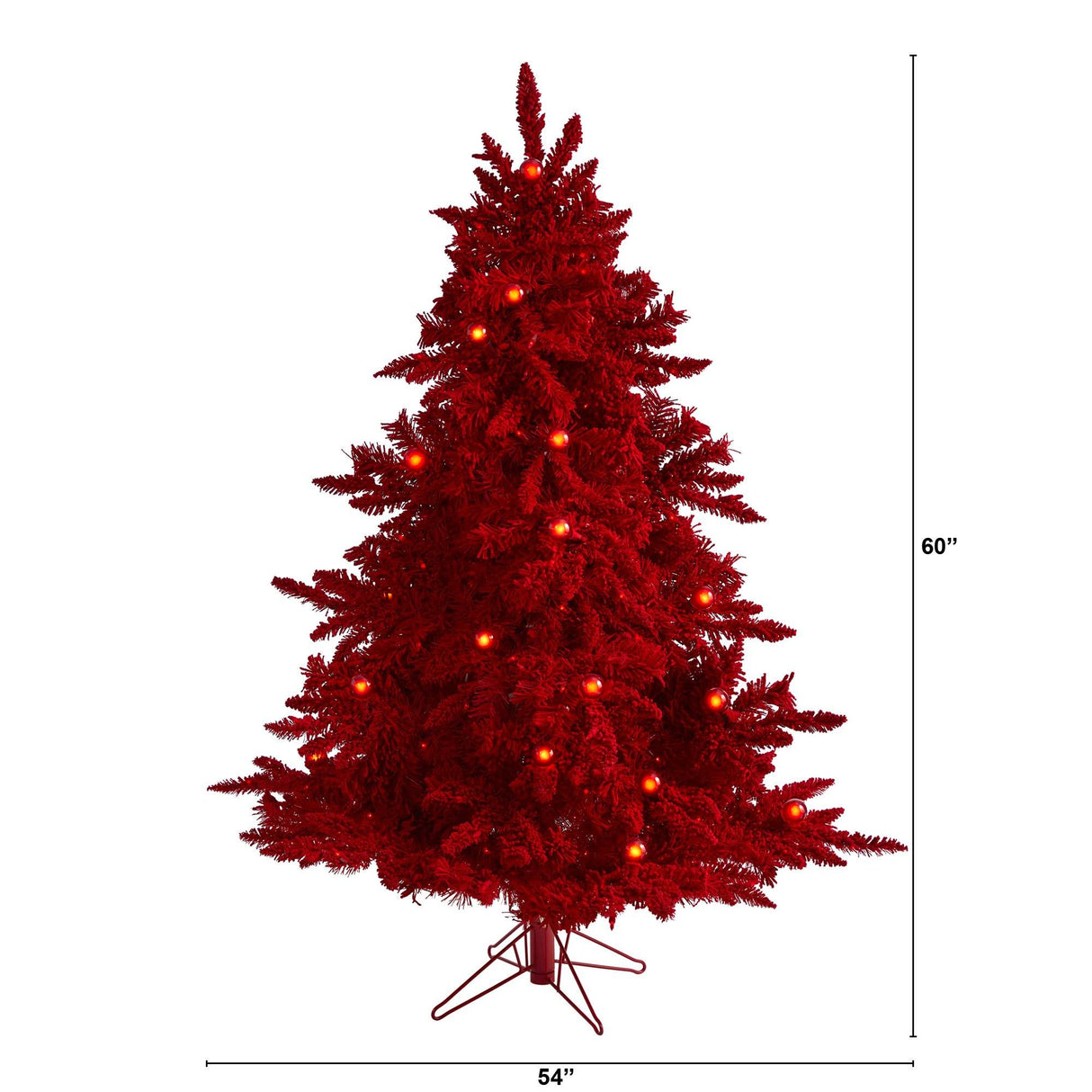 5' Red Flocked Fraser Fir Artificial Christmas Tree-Christmas Tree-Parc Decor