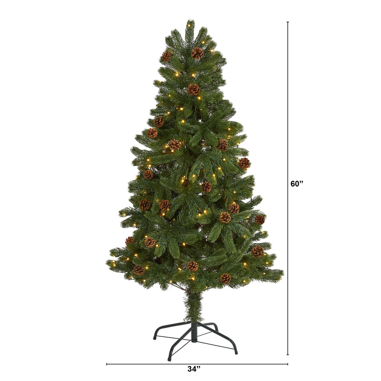 5' Rocky Mountain Spruce Artificial Christmas Tree with Pinecones and 100 Clear LED Lights-Christmas Tree-Parc Decor