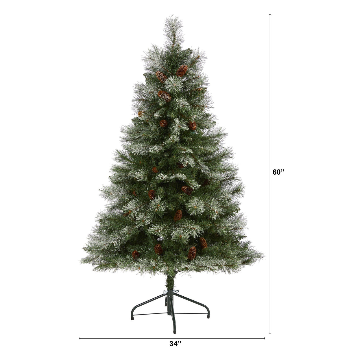 5’ Snowed French Alps Mountain Pine Artificial Christmas Tree with 387 Bendable Branches and Pine Cones-Christmas Tree-Parc Decor