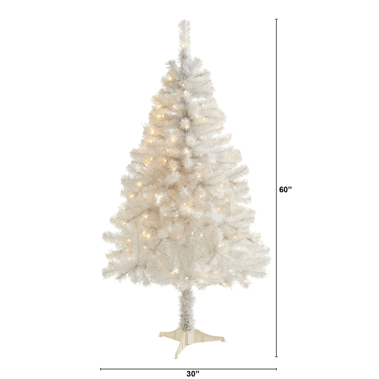 5' White Artificial Christmas Tree with 350 Bendable Branches and 150 Clear LED Lights-Christmas Tree-Parc Decor
