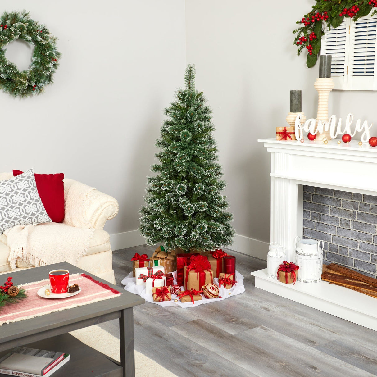 5’ Wisconsin Slim Snow Tip Pine Artificial Christmas Tree with 298 Bendable Branches-Christmas Tree-Parc Decor