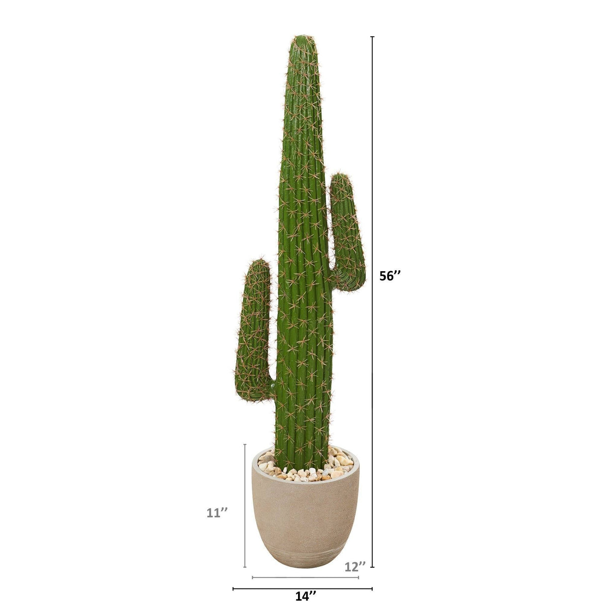 56” Cactus Artificial Plant in Sandstone Planter-Parc Decor